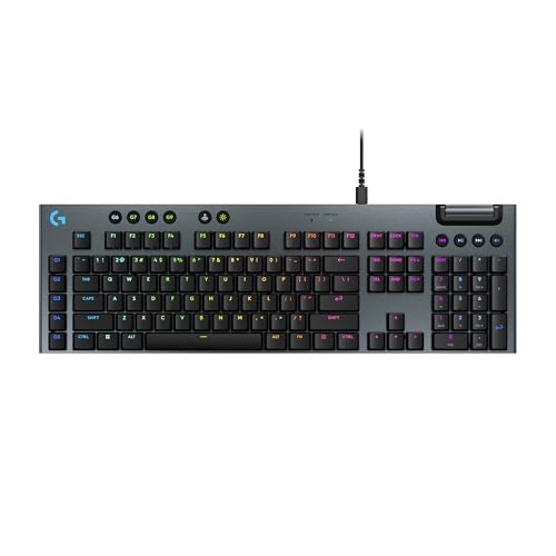 Logitech G915 X Low-Profile Wired Mechanical Gaming Keyboard, Double-Shot PBT Keycaps, Fully Programmable Keys, RGB Lighting, Aluminum Finish, GL Red Linear Switches - PC/Mac - Black - Full-Size - Wired - Linear