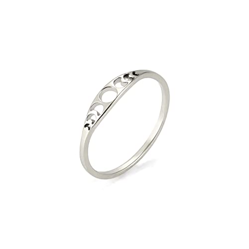 Amaxer Minimalist Phase of the Moon Rings Women Stainless Steel Moon Phase Ring Geometric Crescent Moon Finger Ring Gifts - silver - 9