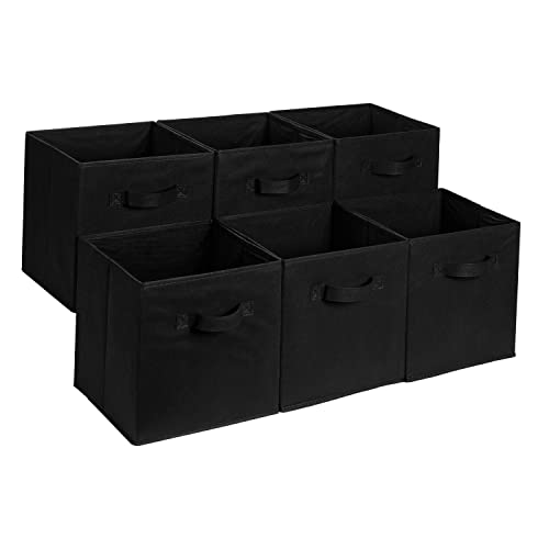 Amazon Basics Collapsible Fabric Storage Cube Organizer with Handles, 13 x 13 x 13 Inch, Black - Pack of 6 - Black - 13"x13"x13"