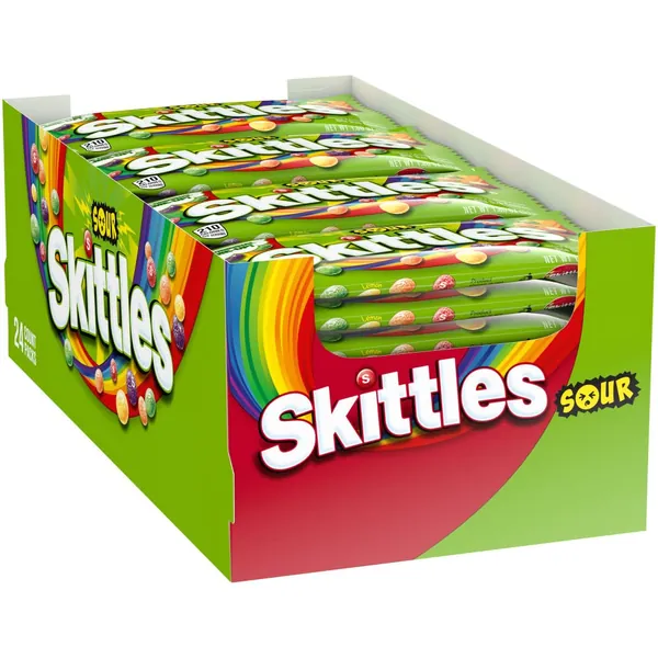 SKITTLES Sour Chewy Candy Bulk Pack, 1.8 oz (24 Full Size Packs) - 