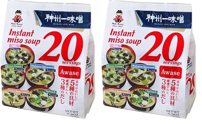 Miko Brand Miso Soup 20 Piece Value Pack, Awase, 11.36 Ounce (Pack of 2) - 11.36 Ounce (Pack of 2)