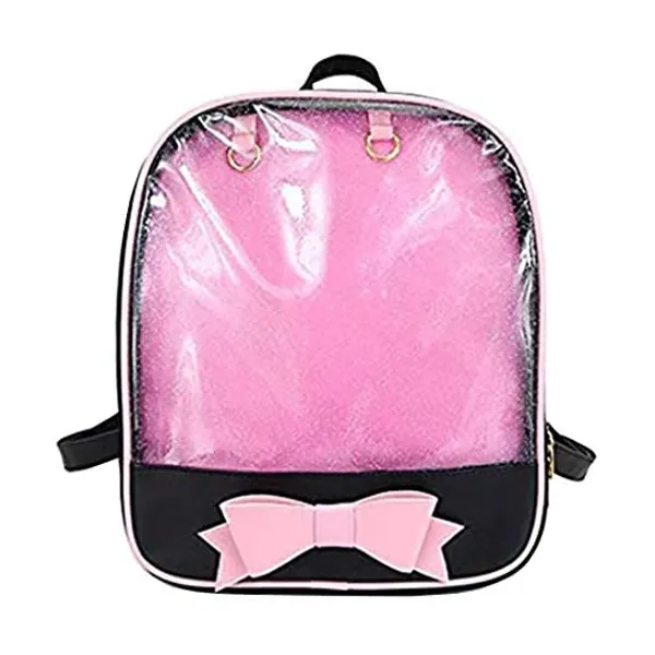 
                            Ita Bag Backpack Girls Cute Candy Leather Bag Purse School Bag Summer Beach Bag Purse with Bowknot Transparent Windows for DIY Decors
                        
