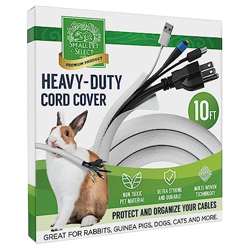 Small Pet Select Heavy Duty Cord Cover - White, 10ft - Ultra Durable Electrical Cable and Wire Protector for Rabbits, Dogs, Cats and Other Pets - Cord Management and Animal Protection - White