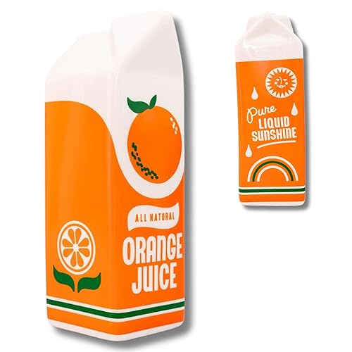 ban.do Vintage Inspired Orange Juice Vase, The Original Rise and Shine Decorative Ceramic Vase, OJ Carton, Retro/Unique/Eclectic/Novelty Accent for Home/Kitchen/Office, Orange Juice - Orange Juice