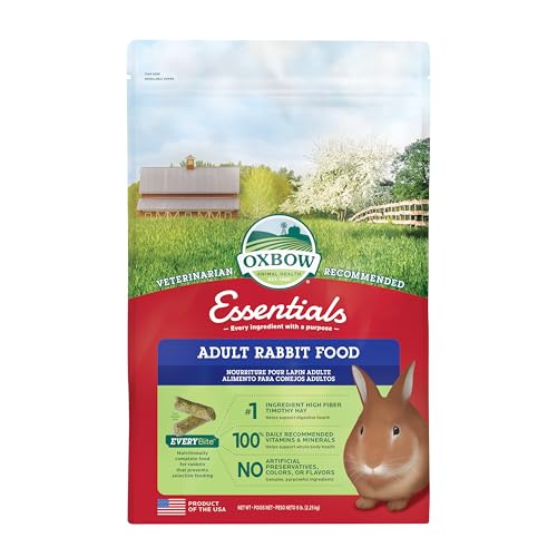 Oxbow Essentials Adult Rabbit Food - All Natural Adult Rabbit Pellets - Veterinarian Recommended- No Artificial Ingredients- All Natural Vitamins & Minerals- Made in the USA- 5 lb. - Adult - 5 Pound (Pack of 1)