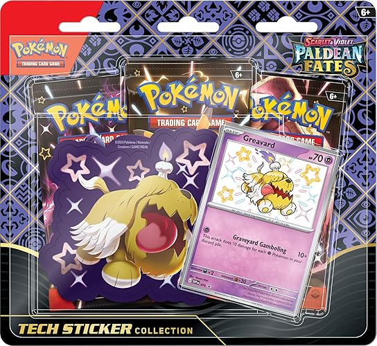 Pokémon TCG: Scarlet & Violet—Paldean Fates Tech Sticker Collection – Greavard (1 Foil Promo Card & 3 Booster Packs) - Greavard