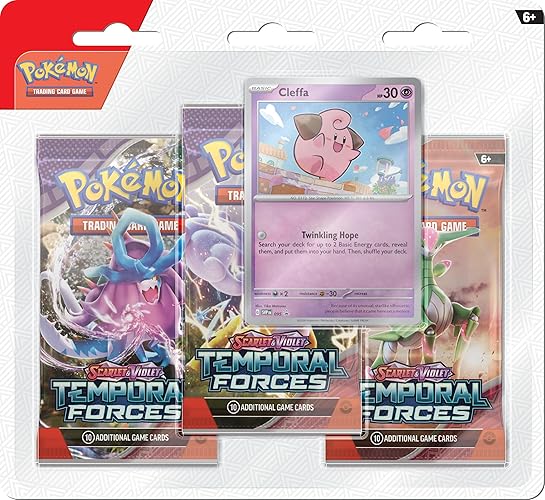Pokémon TCG: Scarlet & Violet—Temporal Forces Triple Pack – Cleffa (3 Booster Packs & 1 Foil Promo Card) - Cleffa