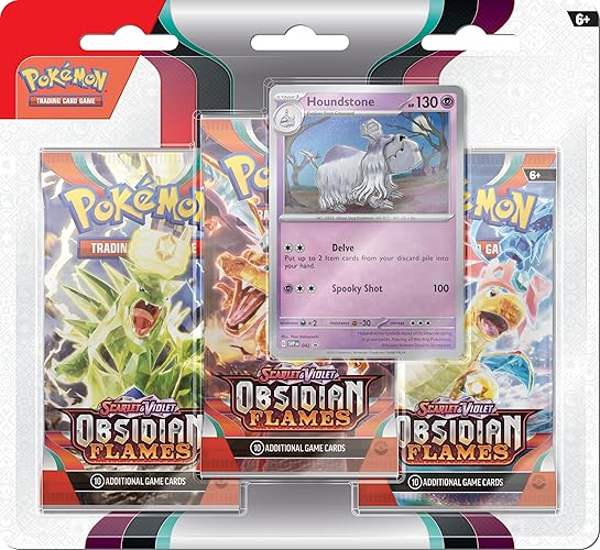 Pokémon TCG: Scarlet & Violet—Obsidian Flames Triple Pack—Houndstone (3 Booster Packs & Foil Promo Card) - Obsidian Flames - Houndstone