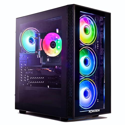 NOVATECH Phantom - Gaming PC Computer Desktop - RX 580 8GB - Intel i7 Xeon E3 3.5-3.9GHz - 16GB RAM - 512GB SSD WiFi BT-5.0, Win 10 Pro, RGB Fans - Gaming Computer Tower - for Gamer, Streaming