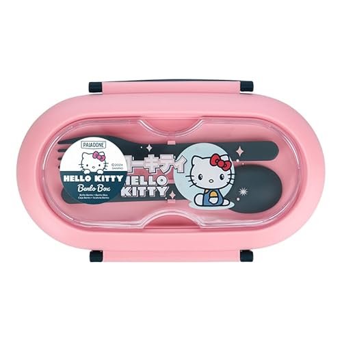 Hello Kitty Bento Box - Officially Licensed Sanrio Lunch Box with Divider, Fork & Spoon Set, Dishwasher & Microwave Safe, Perfect for Work, School or Picnics | Paladone