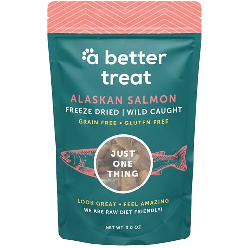 A Better Treat – Freeze Dried Salmon Dog Treats, Wild Caught, Single Ingredient | Natural High Value | Gluten Free, Grain Free, High Protein, Diabetic Friendly | Natural Fish Oil | Made in The USA