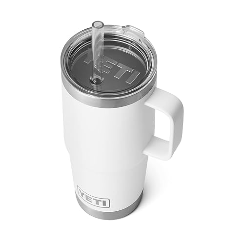 YETI Rambler Tumbler with Handle and Straw Lid - White