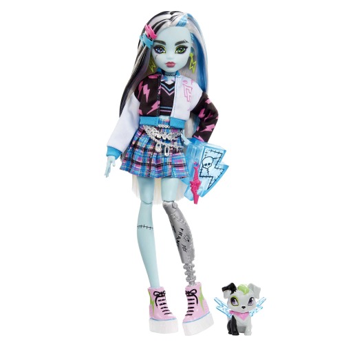 Monster High Frankie Stein Fashion Doll with Blue & Black Streaked Hair, Signature Look, Accessories & Pet