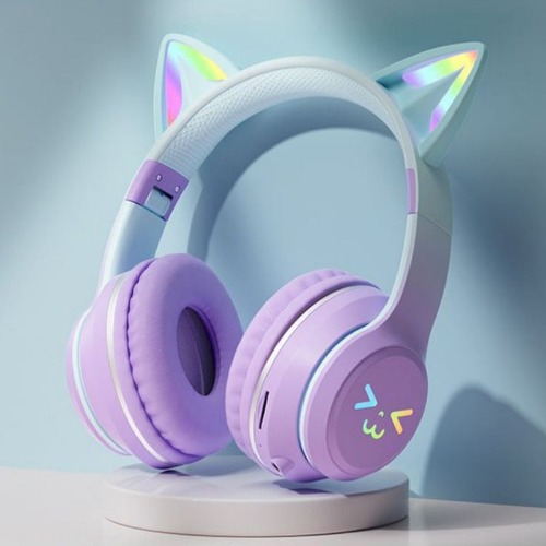 Purple Cat Wireless Headset with Microphone