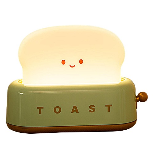 Söt Nattljus Toast Lampa - Uppladdningsbar tecknad brödrost LED nattlampa,Belysning Justerbar automatiskt avstängd sänglampa för skrivbord, sovrum, vardagsrum, söt rumsinredning A/r