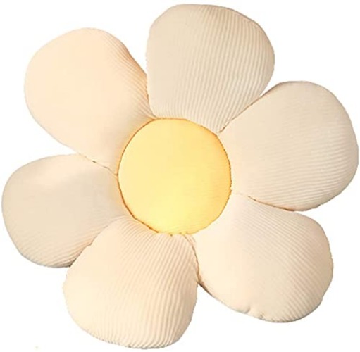 Tiowo söt blomkudde, golvkudde indiestil, rumsdekor, bomull, prydnadskudde, kronblad, kudde för soffa, bilstol, gosig blomma, plyschleksaker, vadderad kudde, 40 cm, beige, gul kärna