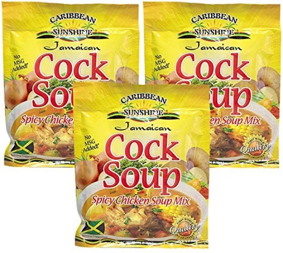JAMAICAN COCK SOUP - SPICY CHICKEN SOUP MIX 1.76 OZ - NO MSG ADDED (3PK)