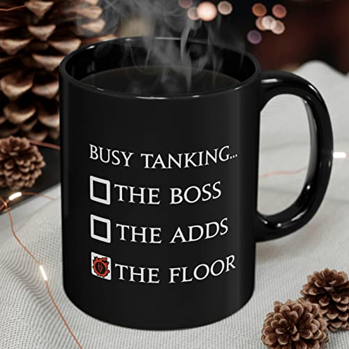 Dragoon - Busy tanking the floor FFXIV MMORPG 11-ounce Black Mug