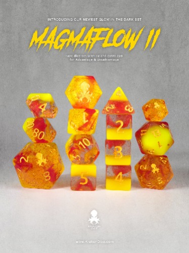 Magmaflow 2 14pc Glow in the Dark Dice Set inked in Gold | Default Title