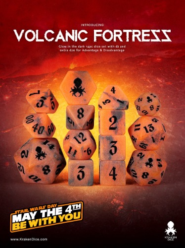 Volcanic Fortress Glow in the Dark 14pc Dice Set inked in Black | Default Title