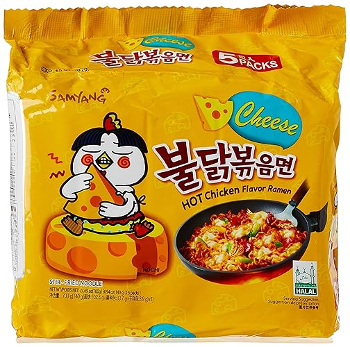 Samyang Käse Sorte Hot Chicken Ramen Nudeln, 140 g - Huhn, Käse, Chili, würzig - 140 g (1er Pack)