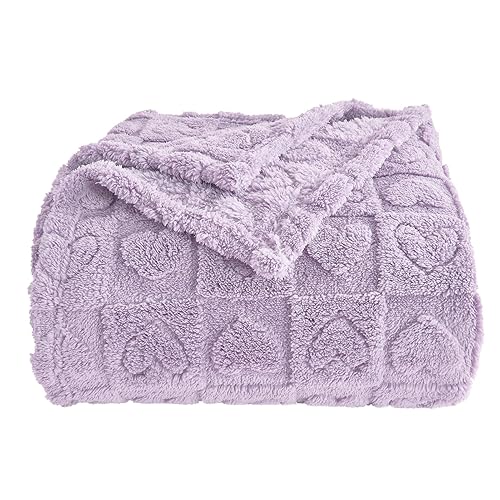 Heart Checkered Throw Blanket, Light Purple