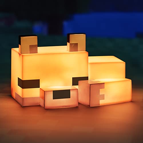 Minecraft Cute Fox Night Light, Soft Orange Glow, Officially Licensed Minecraft Decor and Desk Lamp for Gaming Room or Kids Bedroom