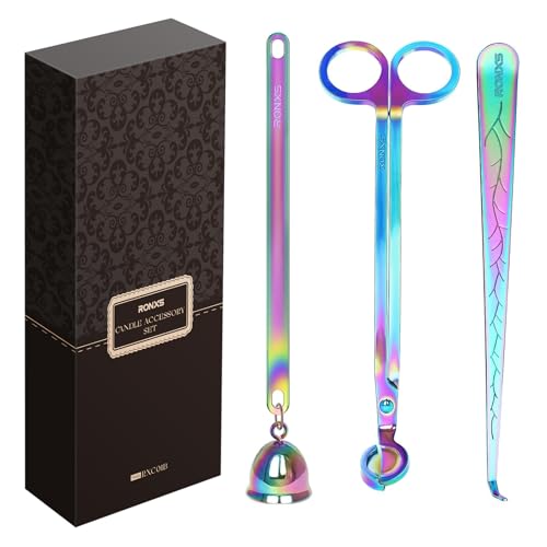 RONXS 3 in 1 Candle Accessory Set, Candle Wick Trimmer Cutter, Candle Snuffer Extinguisher, Wick Dipper with Gift Package for Candle Lover (Multicolor) - Multicolor