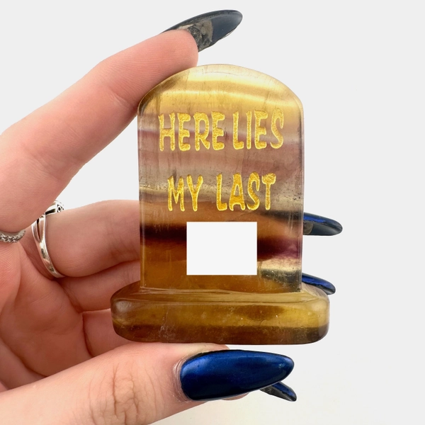 Mature: Here Lies My Last Fck Tombstone, Gemstone Tombstone, Crystal Tombstone, Halloween Tombstone Carving, B-65