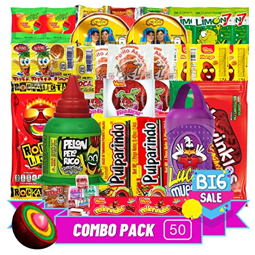 Las Posadas Candy (50 Counts) – Spicy, Sweet, Sour Dulces Mexicanos Assortment Pack – Authentic Mexican Snacks for Kids and Adults (La Guera 50) - La Guera 50
