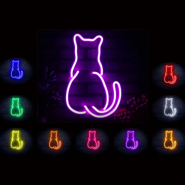 Cat Kitten Back Pet Flex Silicone LED Neon Sign st6-fnu0023
