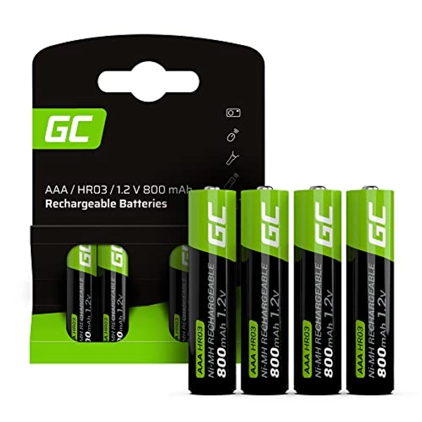 GREEN CELL Batterie ricaricabili 800mAh 1.2V [confezione da 4 pezzi] Pile Ricaricabili Stilo AAA NiMH, alta capacità, Mignon accumulatore, HR3 batteria, Bassa autoscarica