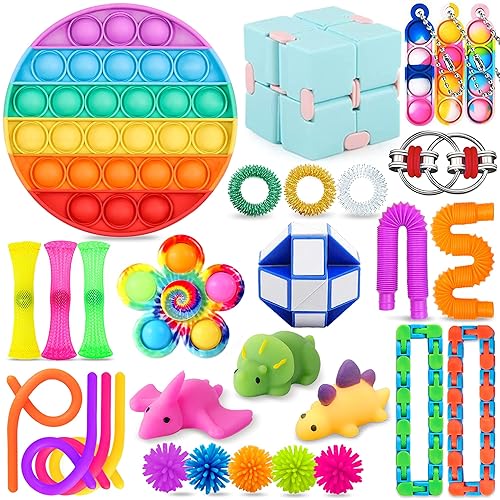 Chennyfun Stressabbau-Spielzeug Set, 30 Pcs Sensory Zappeln Anti Stress Spielzeug- Infinity Cube Sensorisches Spielzeug Set, Fidget Toys Set Für Kinder Und Angst Mit Angstlust, Autismus Und ADHS