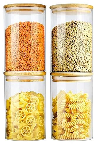 Glas Vorratsdose Set mit Bambus-Deckel 400ml