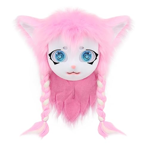 JUNBOON Adult Doll Fursuit Head Mask Plush Animal Costume Headgear Furry Cosplay Headwear Accessories