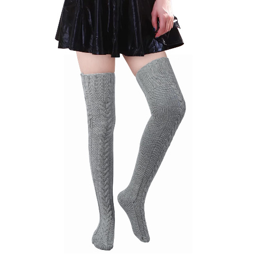 Piyshc Women's Thigh High Socks - Grey