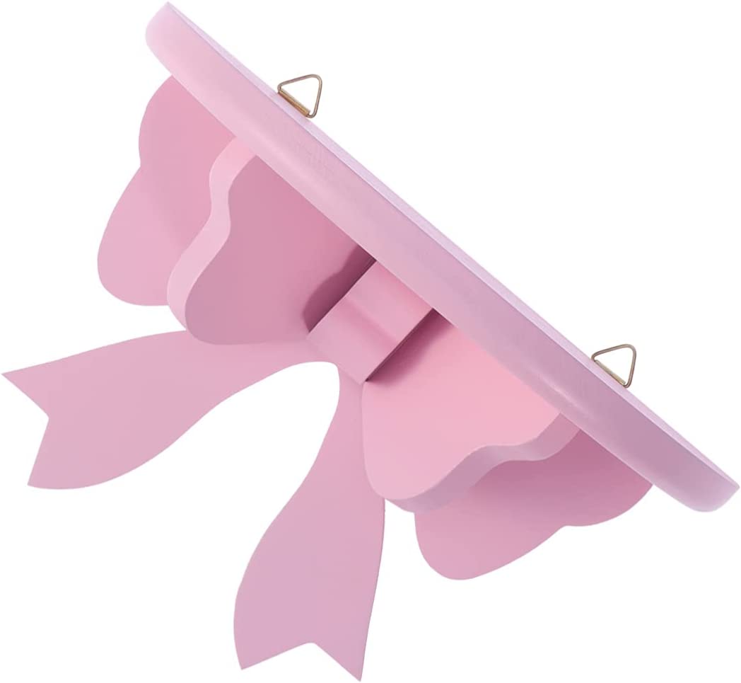 DOITOOL Wooden Floating Shelf Wall Mounted, Nordic Style Butterfly Semicircle Storage Shelf for Wall, Decoration Shelves for Bathroom, Bedroom, Kitchen, Living Room Display (Pink) - Pink
