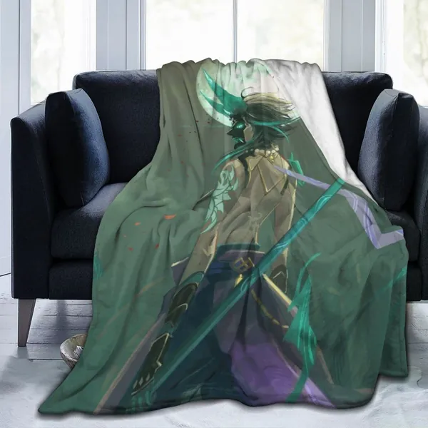 HKNMDUS Xiao (Genshin Impact) Blankets, Thin Flannel Blankets in Air-Conditioned Rooms, Super Soft Fleece Blankets, Suitable for Bed/Sofa/Living Room 50"X40"