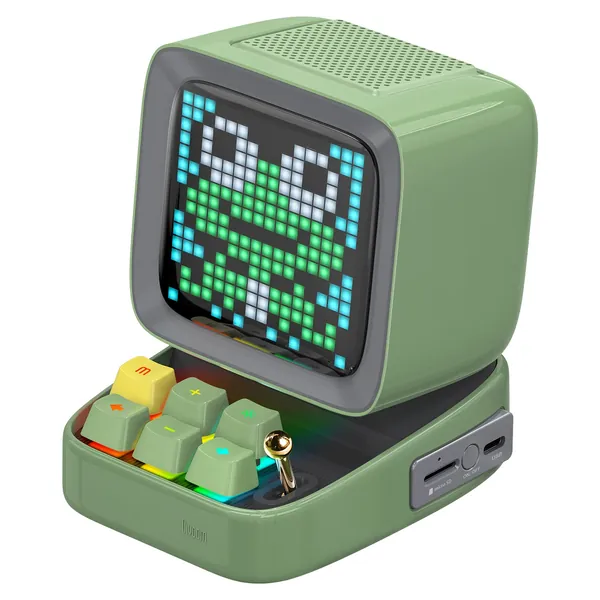 Divoom Ditoo Programmable Pixel Art LED Bluetooth Speaker Showing Clock Emoji DIY Design for Home Wedding Party Decoration with Wireless App Control (Green) …