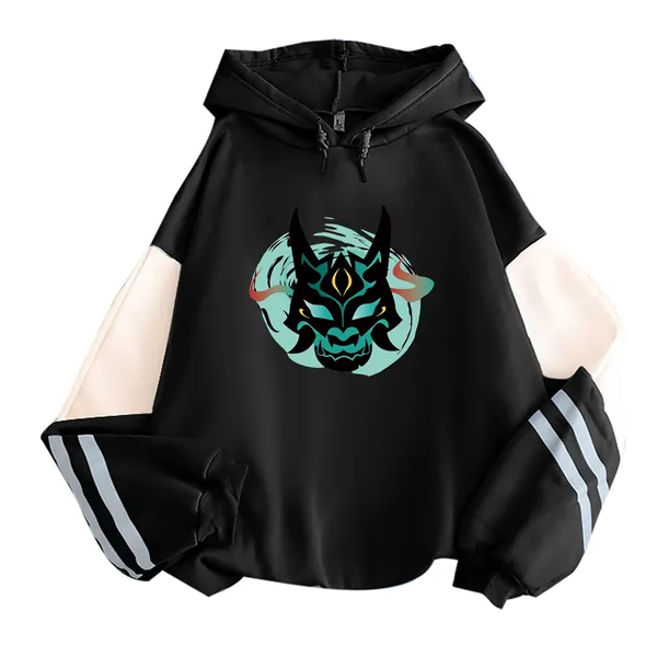 Harajuku Adventure Game Genshin Impact Xiao Mask Fangs Graphic Hoodies Sweatshirt