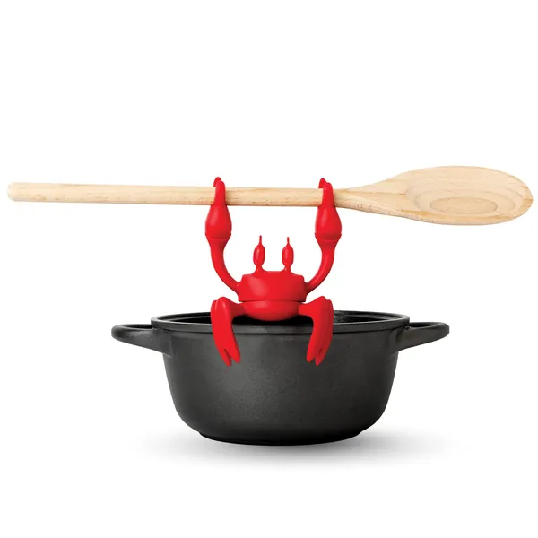 OTOTO Red The Crab Silicone Redensil Rest – kökspresenter, silikonskedstöd – värmebeständigt kök – ångutlösare, stöd och hållare för ätpinnar - Röd krabba