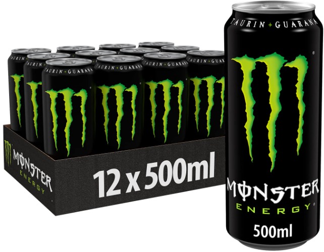 Monster Energy, 12 x 500 ml, engångsburk, med klassisk energismak