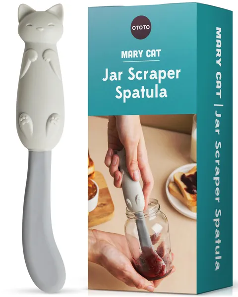 OTOTO nyvara Burk skrapspatel - silikonskrapa, burkspatel, söta kökstillbehör, söta kökstillbehör, unika roliga köksredskap för matälskare - BPA-fri och 100 % livsmedelssäker (Mary Cat)