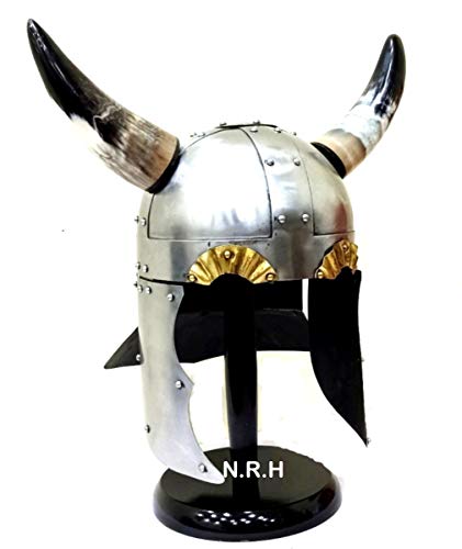 Medieval Armor Viking Horn Helmet Halloween costume Free wooden Stand