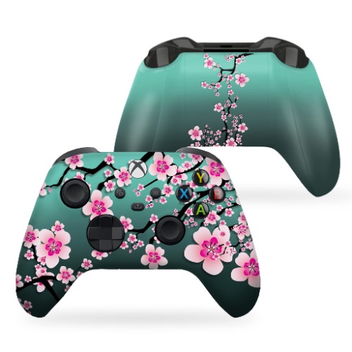 Original Xbox Modded Controller Special Edition Customized by DreamController Compatible with Xbox One S/X, Xbox Series X/S & Windows 10 Made with Advanced HydroDip Print Technology (Not Just a Skin) - Modded - Front & Back Print Cherry Blossom
