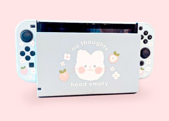 Dumb Baby Soft Matte Case for Switch Dock (does not include case for handheld console) | Light Blue (Peach Cat)