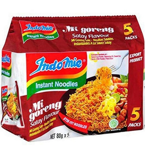 Indomie Migoreng Satay Flavour Instant Noodles 5 Packets, 400 g, Satay