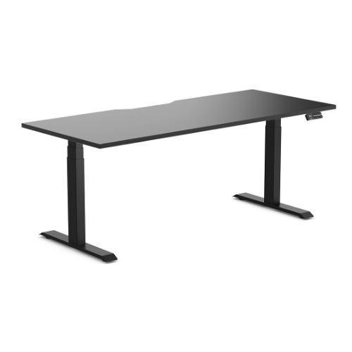 Desky Dual Scalloped Melamine Sit Stand Desk | Black / Large 1800x750mm / Matte Black