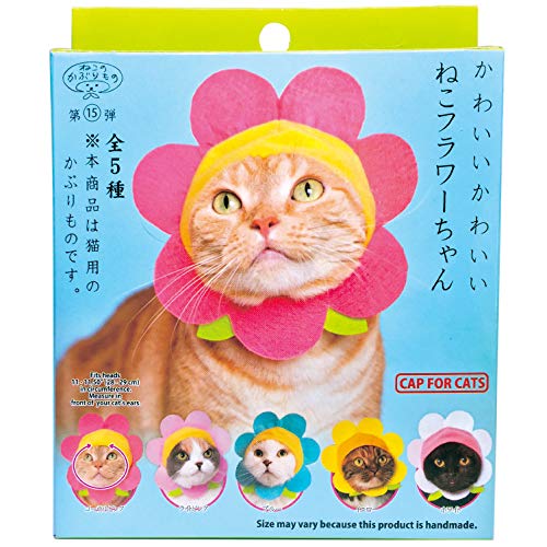 Kitan Club Cat Cap - Pet Hat Blind Box Includes 1 of 5 Cute Styles - Soft, Comfortable - Authentic Japanese Kawaii Design - Animal-Safe Materials, Premium Quality (Flower)