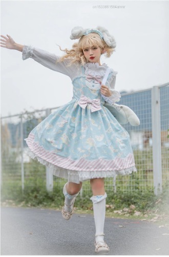 Melody & Cinna Lolita Dress - Blue Cinnamoroll Dress / S